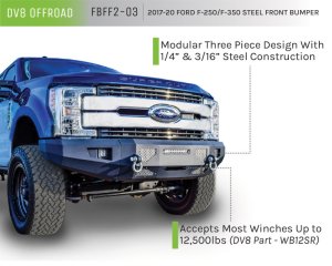 Ford F-250 Front Bumper - DV8 Offroad - FBFF2-03 - Sand texture black - `17-`20 Ford F-250 Front Bumper - DV8 Offroad - FBFF2-03 - Sand texture black - `17-`20